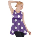 Polka Dots - White on Dark Lavender Violet Side Drop Tank Tunic