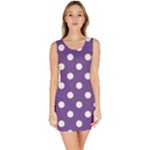 Polka Dots - White on Dark Lavender Violet Bodycon Dress