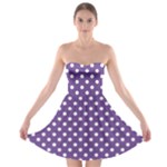 Polka Dots - White on Dark Lavender Violet Strapless Bra Top Dress