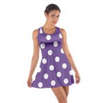 Polka Dots - White on Dark Lavender Violet Cotton Racerback Dress