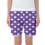 Polka Dots - White on Dark Lavender Violet Women s Basketball Shorts