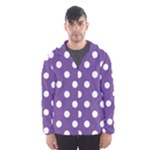 Polka Dots - White on Dark Lavender Violet Hooded Wind Breaker (Men)