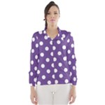 Polka Dots - White on Dark Lavender Violet Wind Breaker (Women)