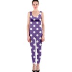 Polka Dots - White on Dark Lavender Violet OnePiece Catsuit