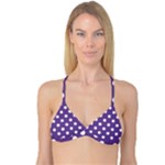 Polka Dots - White on Dark Lavender Violet Reversible Tri Bikini Top