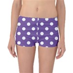 Polka Dots - White on Dark Lavender Violet Reversible Boyleg Bikini Bottoms