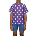 Polka Dots - White on Dark Lavender Violet Kid s Short Sleeve Swimwear