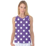 Polka Dots - White on Dark Lavender Violet Women s Basketball Tank Top