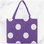 Polka Dots - White on Dark Lavender Violet Mini Tote Bag