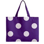 Polka Dots - White on Dark Lavender Violet Zipper Mini Tote Bag