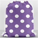 Polka Dots - White on Dark Lavender Violet Drawstring Bag (Large)