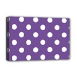 Polka Dots - White on Dark Lavender Violet Deluxe Canvas 18  x 12  (Stretched)