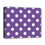 Polka Dots - White on Dark Lavender Violet Deluxe Canvas 20  x 16  (Stretched)