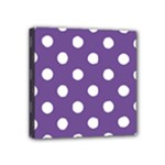 Polka Dots - White on Dark Lavender Violet Mini Canvas 4  x 4  (Stretched)