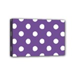 Polka Dots - White on Dark Lavender Violet Mini Canvas 6  x 4  (Stretched)