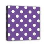 Polka Dots - White on Dark Lavender Violet Mini Canvas 6  x 6  (Stretched)