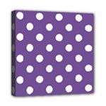 Polka Dots - White on Dark Lavender Violet Mini Canvas 8  x 8  (Stretched)