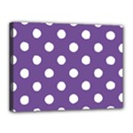 Polka Dots - White on Dark Lavender Violet Canvas 16  x 12  (Stretched)