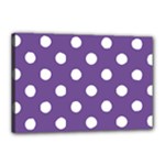 Polka Dots - White on Dark Lavender Violet Canvas 18  x 12  (Stretched)