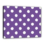 Polka Dots - White on Dark Lavender Violet Canvas 20  x 16  (Stretched)