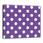 Polka Dots - White on Dark Lavender Violet Canvas 24  x 20  (Stretched)