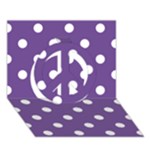 Polka Dots - White on Dark Lavender Violet Peace Sign 3D Greeting Card (7x5)