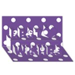 Polka Dots - White on Dark Lavender Violet Best Wish 3D Greeting Card (8x4)