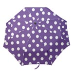 Polka Dots - White on Dark Lavender Violet Folding Umbrella