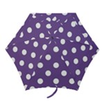Polka Dots - White on Dark Lavender Violet Mini Umbrella