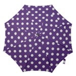 Polka Dots - White on Dark Lavender Violet Hook Handle Umbrella (Large)