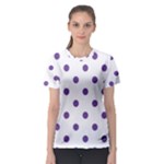 Polka Dots - Dark Lavender Violet on White Women s Sport Mesh Tee