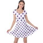 Polka Dots - Dark Lavender Violet on White Cap Sleeve Dress