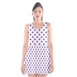 Polka Dots - Dark Lavender Violet on White Scoop Neck Skater Dress