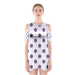 Polka Dots - Dark Lavender Violet on White Women s Cutout Shoulder Dress