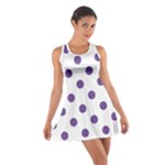 Polka Dots - Dark Lavender Violet on White Cotton Racerback Dress