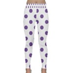 Polka Dots - Dark Lavender Violet on White Yoga Leggings