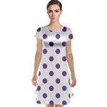 Polka Dots - Dark Lavender Violet on White Cap Sleeve Nightdress