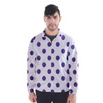 Polka Dots - Dark Lavender Violet on White Wind Breaker (Men)