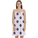 Polka Dots - Dark Lavender Violet on White Women s Reversible Sports Bra with Border