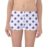 Polka Dots - Dark Lavender Violet on White Reversible Boyleg Bikini Bottoms