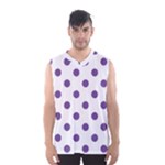 Polka Dots - Dark Lavender Violet on White Men s Basketball Tank Top