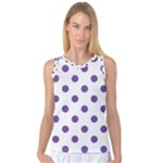 Polka Dots - Dark Lavender Violet on White Women s Basketball Tank Top