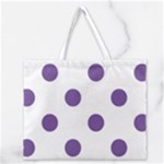 Polka Dots - Dark Lavender Violet on White Zipper Large Tote Bag