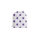 Polka Dots - Dark Lavender Violet on White Drawstring Pouch (XS)