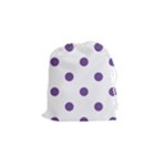 Polka Dots - Dark Lavender Violet on White Drawstring Pouch (S)