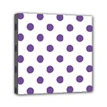 Polka Dots - Dark Lavender Violet on White Mini Canvas 6  x 6  (Stretched)