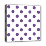 Polka Dots - Dark Lavender Violet on White Mini Canvas 8  x 8  (Stretched)