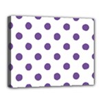 Polka Dots - Dark Lavender Violet on White Canvas 14  x 11  (Stretched)