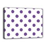 Polka Dots - Dark Lavender Violet on White Canvas 16  x 12  (Stretched)