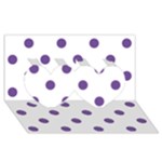 Polka Dots - Dark Lavender Violet on White Twin Hearts 3D Greeting Card (8x4)